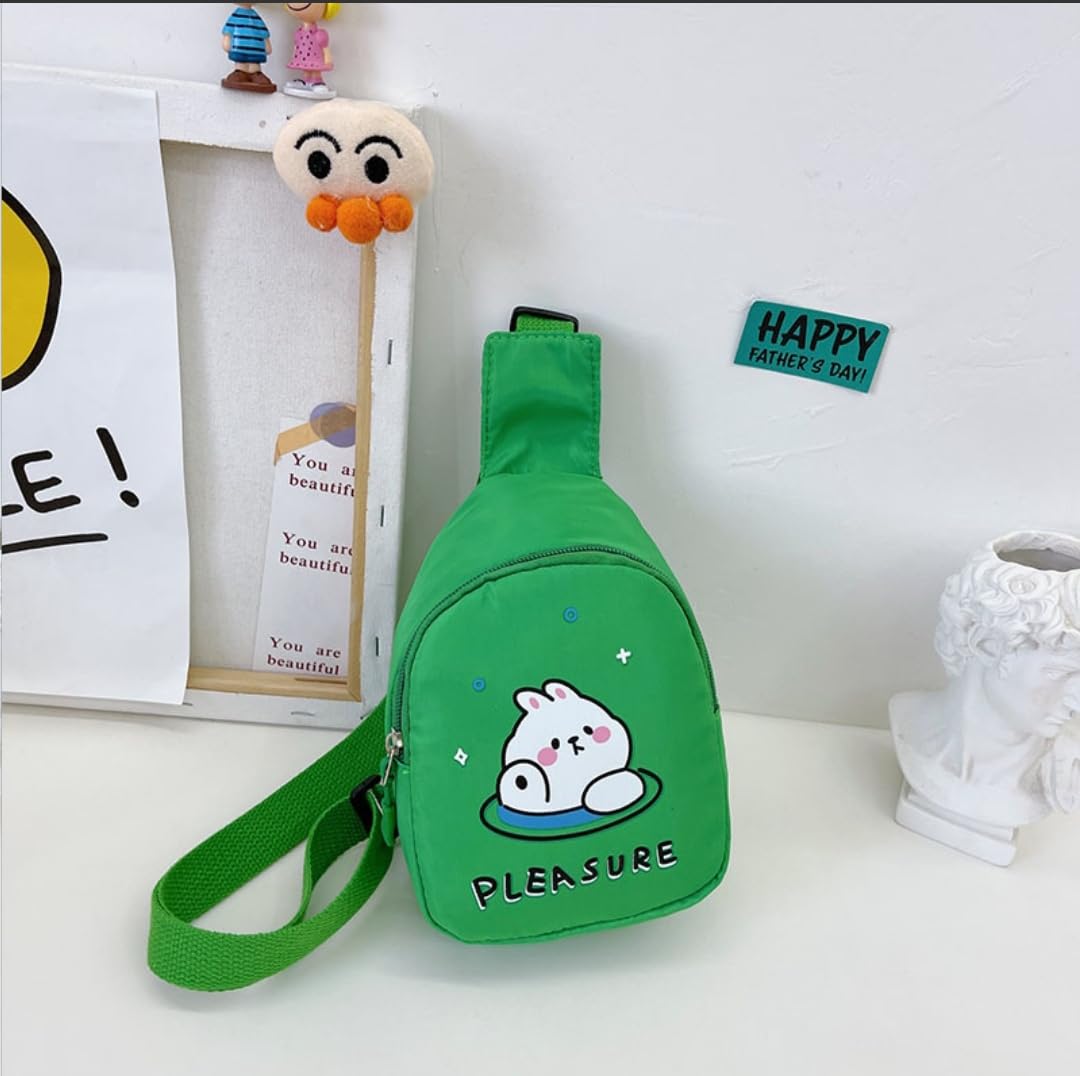 Cartoon Kids Chest Bag with Adjustable Straps - Playful and Practical Toddler Sling Bag (Blue)