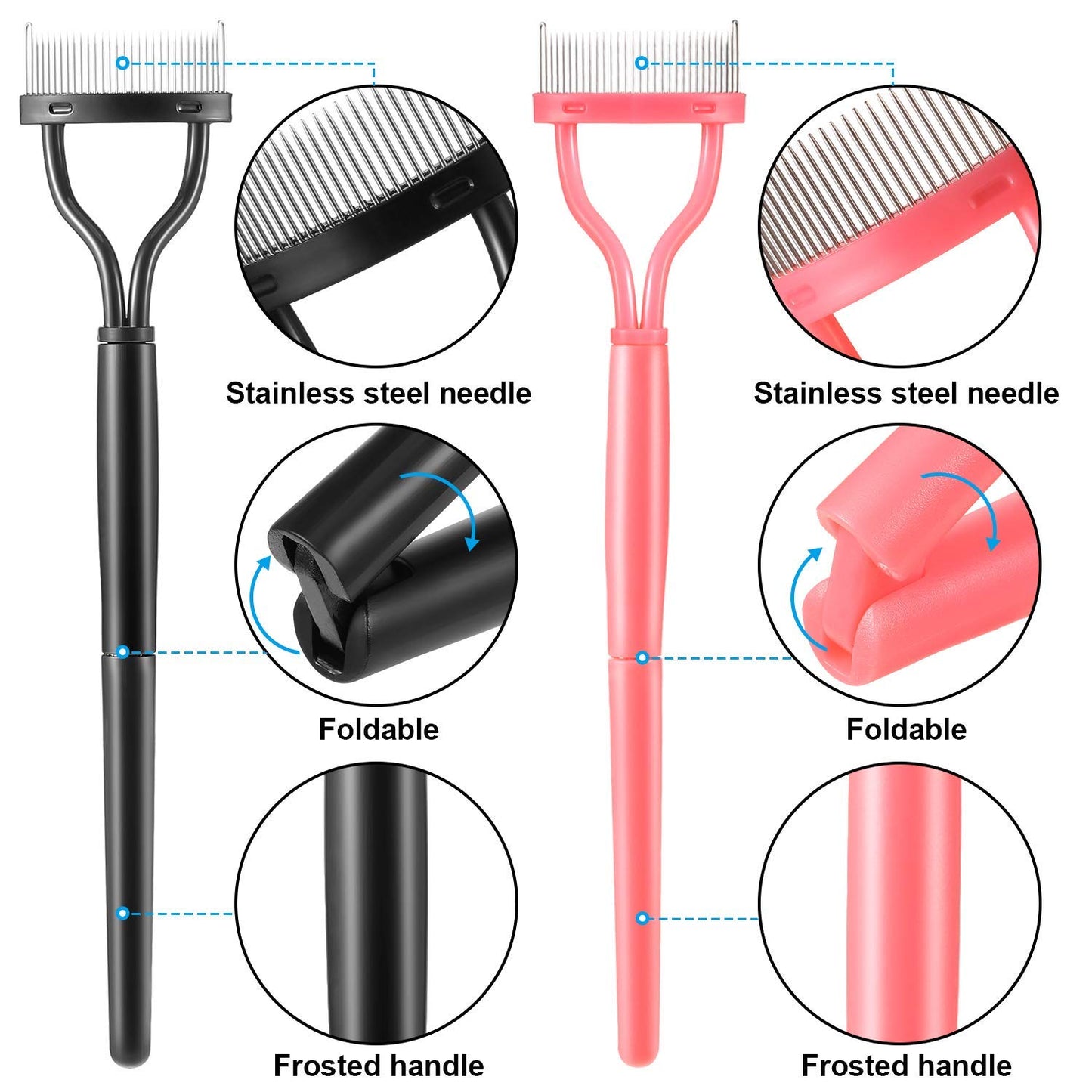 Gugzy® Professional Fashion Make up Steel Needle Mascara Guide Applicator Eyelash Comb Eyebrow Brush Curler Cosmetic Tool (Black)