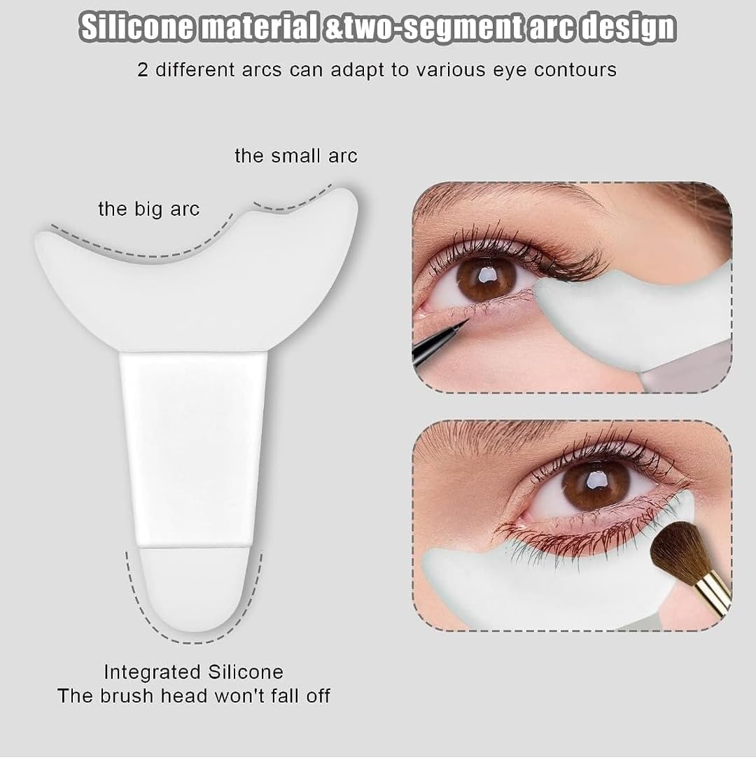 3 in 1 Multifunctional Eyelash Makeup Auxiliary Guard Tool, Applicator Guide Auxiliary Artifact Mascara Eyeliner Eye Shadow Painting Silicone Upper and Lower Bezel Tool (Pack of 1, White)
