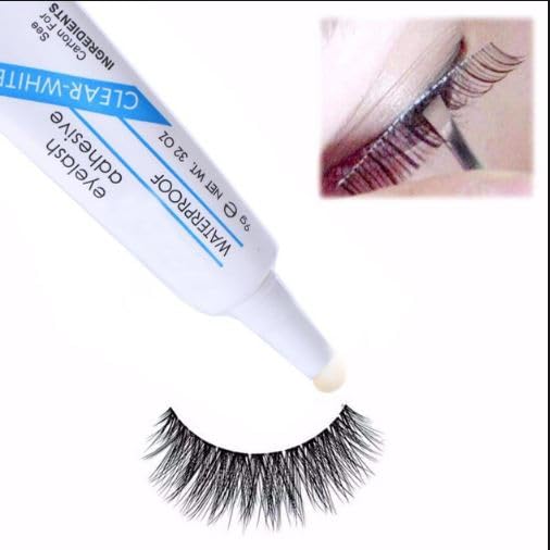 Gugzy® 10 Pairs Handmade Natural Soft False Eyelashes Fake Eye Lash Glue Included | Long-lasting | Voluminous Eyelashes | Dramatic Lash Look | Easy Application (10 Pair Eyelash + White Glue)