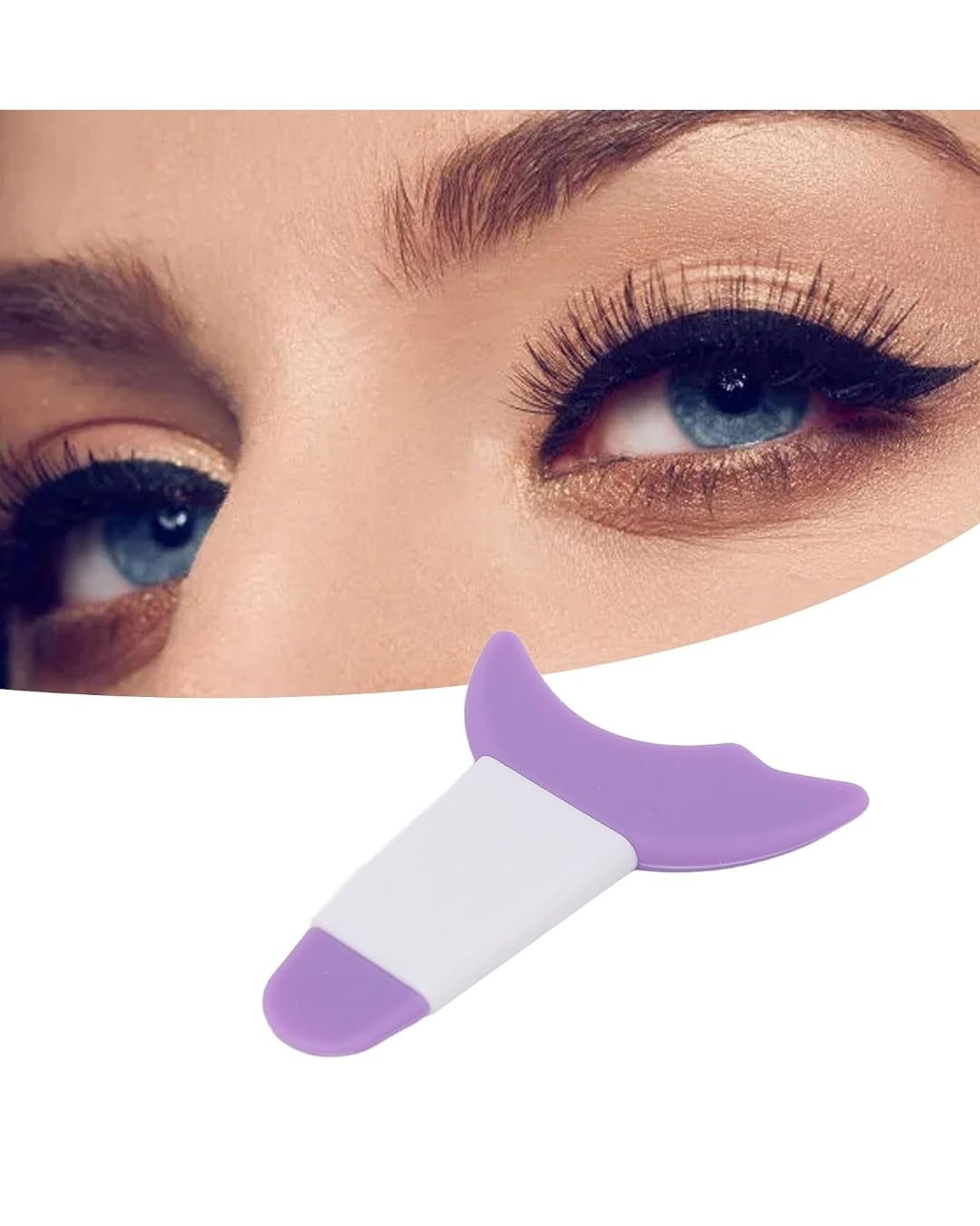 3 in 1 Multifunctional Eyelash Makeup Auxiliary Guard Tool, Applicator Guide Auxiliary Artifact Mascara Eyeliner Eye Shadow Painting Silicone Upper and Lower Bezel Tool (Pack of 1, White)