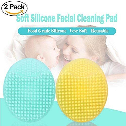 Gugzy® Facial Cleansing Pads, Soft Silicone Face Scrubbers Exfoliators Face Cleansing Tool, Perfect for Massage, Washing Pore Cleanser, Blackhead Removing, Exfoliating and Baby Shower (Pink + Blue)