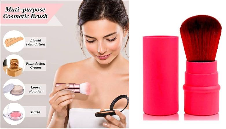 Gugzy Retractable Pro Beauty Kabuki Makeup Cosmetic Face Powder Foundation Blush Brush (Black)