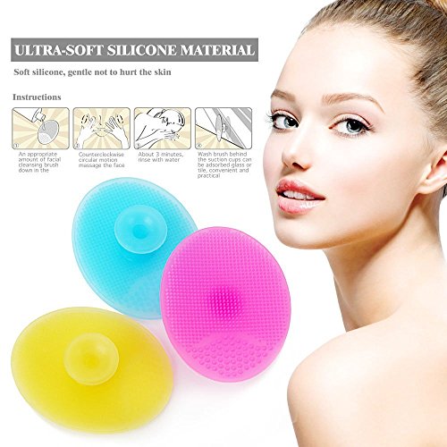 Gugzy® Facial Cleansing Pads, Soft Silicone Face Scrubbers Exfoliators Face Cleansing Tool, Perfect for Massage, Washing Pore Cleanser, Blackhead Removing, Exfoliating and Baby Shower (Pink + Blue)