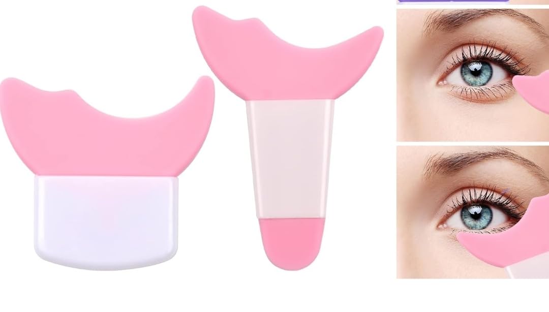 3 in 1 Multifunctional Eyelash Makeup Auxiliary Guard Tool, Applicator Guide Auxiliary Artifact Mascara Eyeliner Eye Shadow Painting Silicone Upper and Lower Bezel Tool (Pack of 1, White)