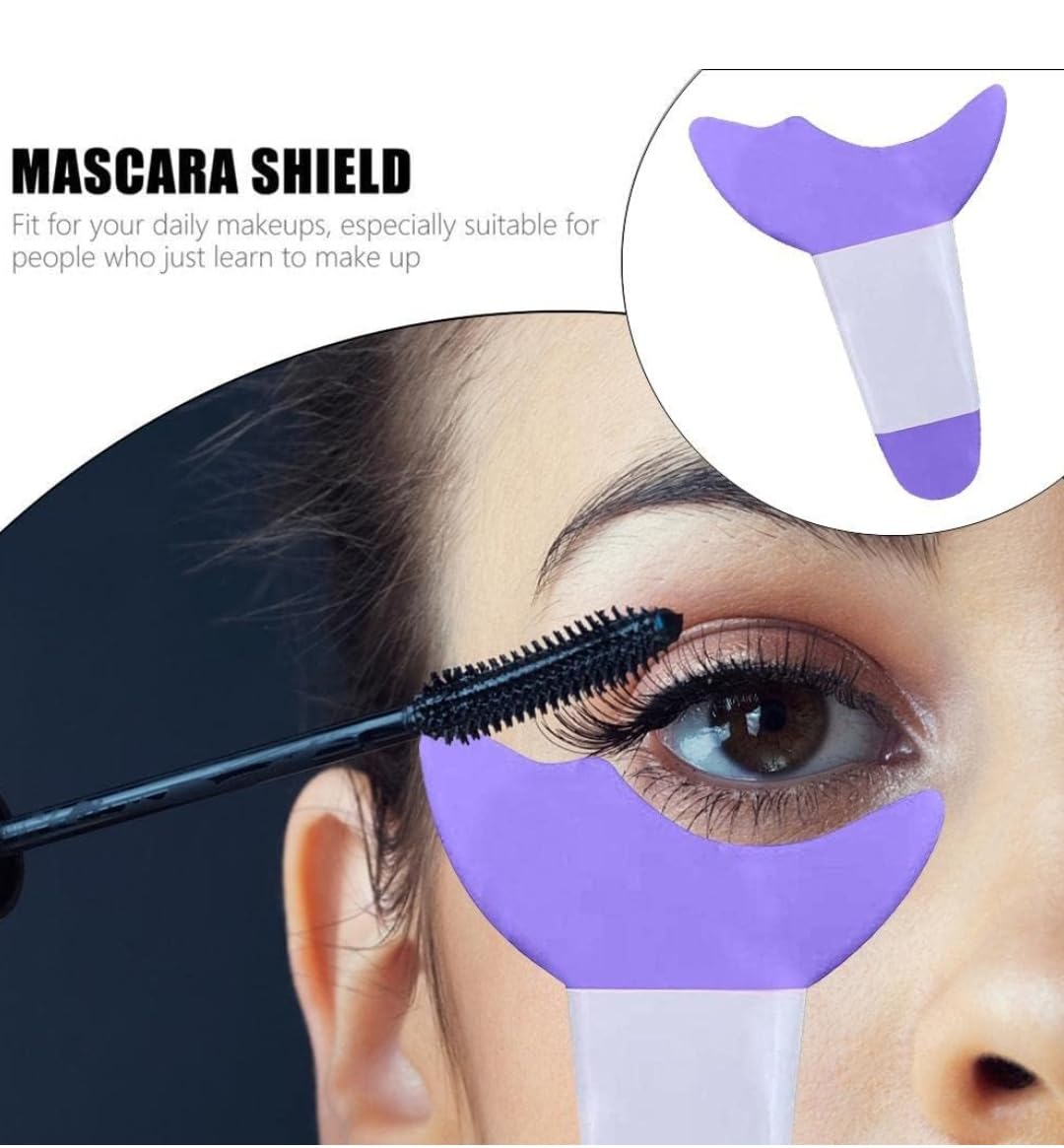 3 in 1 Multifunctional Eyelash Makeup Auxiliary Guard Tool, Applicator Guide Auxiliary Artifact Mascara Eyeliner Eye Shadow Painting Silicone Upper and Lower Bezel Tool (Pack of 1, White)