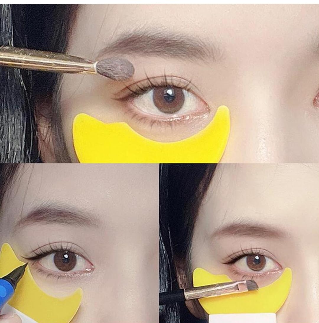 3 in 1 Multifunctional Eyelash Makeup Auxiliary Guard Tool, Applicator Guide Auxiliary Artifact Mascara Eyeliner Eye Shadow Painting Silicone Upper and Lower Bezel Tool (Pack of 1, White)