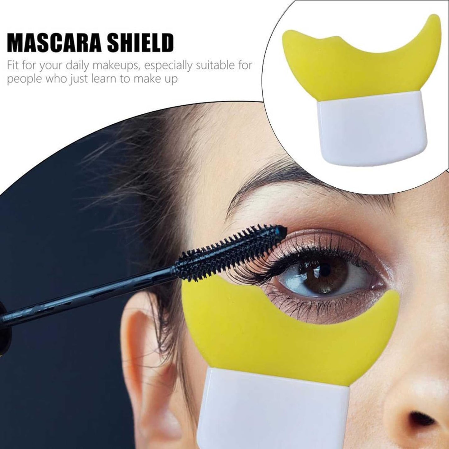 3 in 1 Multifunctional Eyelash Makeup Auxiliary Guard Tool, Applicator Guide Auxiliary Artifact Mascara Eyeliner Eye Shadow Painting Silicone Upper and Lower Bezel Tool (Pack of 1, White)