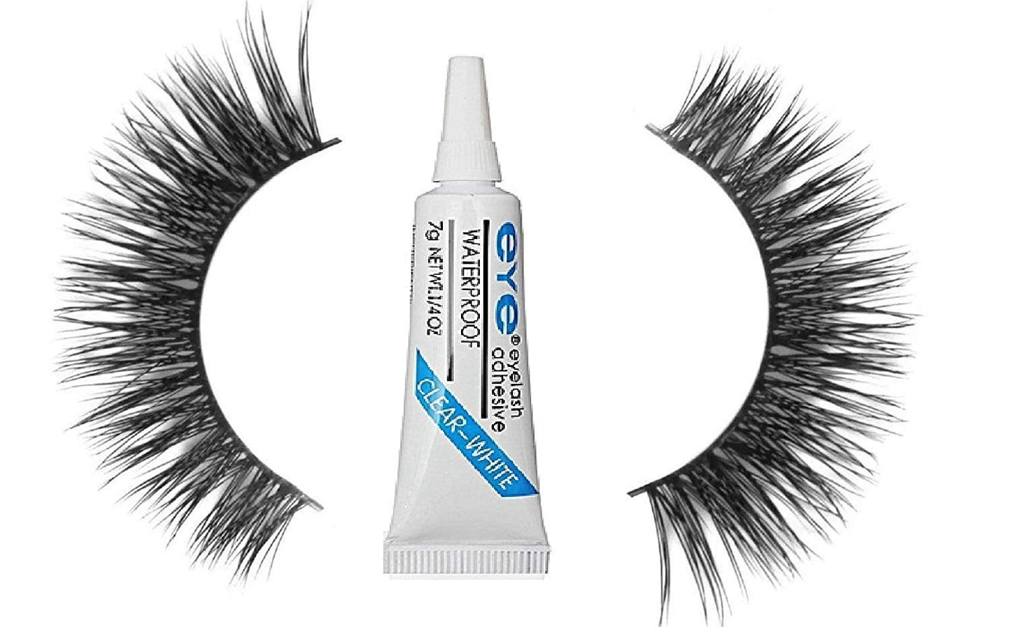 Gugzy® 10 Pairs Handmade Natural Soft False Eyelashes Fake Eye Lash Glue Included | Long-lasting | Voluminous Eyelashes | Dramatic Lash Look | Easy Application (10 Pair Eyelash + White Glue)