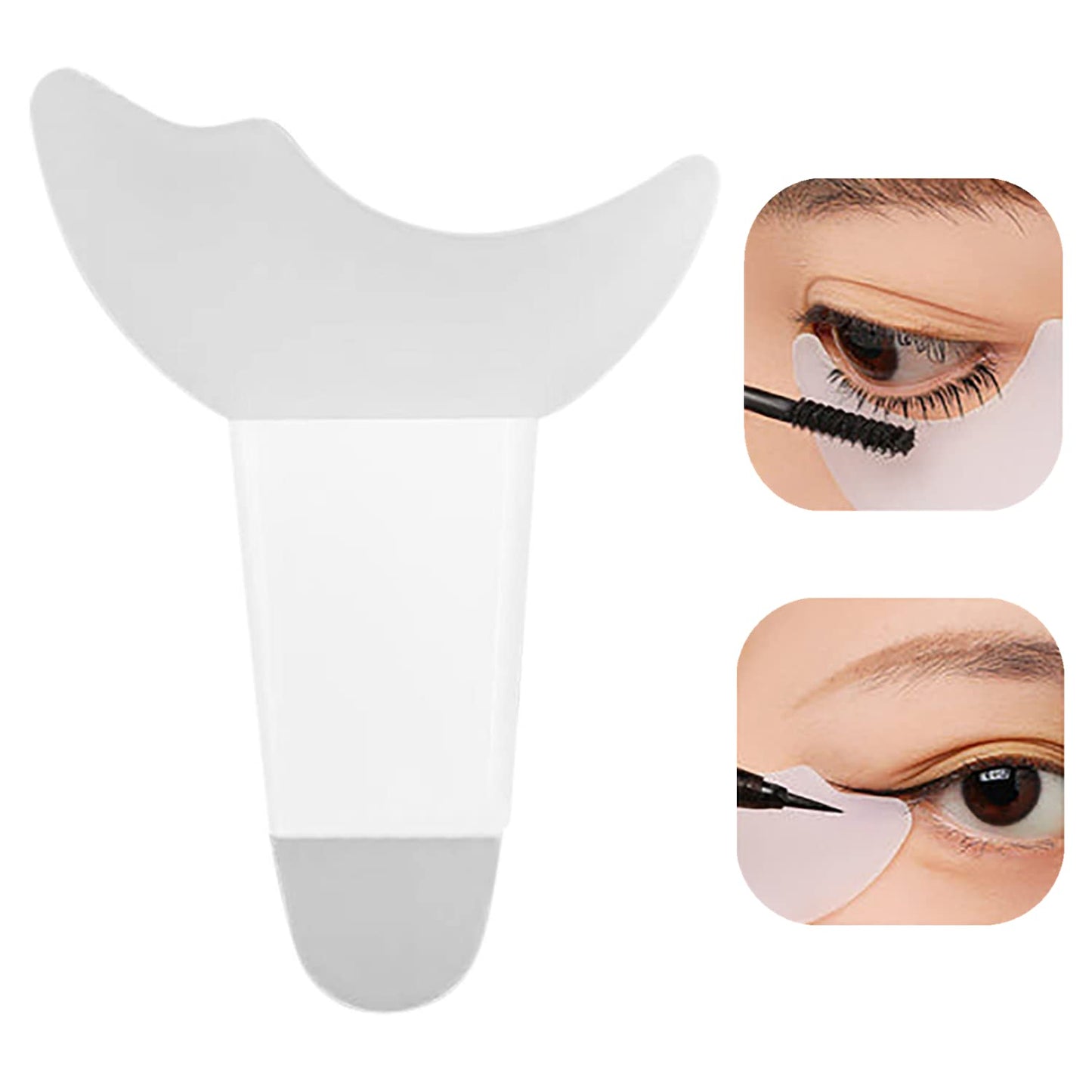 3 in 1 Multifunctional Eyelash Makeup Auxiliary Guard Tool, Applicator Guide Auxiliary Artifact Mascara Eyeliner Eye Shadow Painting Silicone Upper and Lower Bezel Tool (Pack of 1, White)
