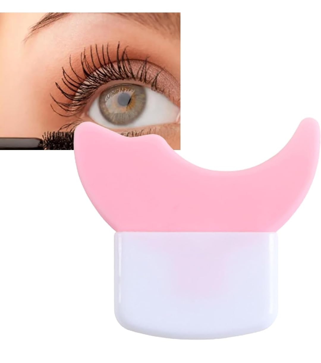 3 in 1 Multifunctional Eyelash Makeup Auxiliary Guard Tool, Applicator Guide Auxiliary Artifact Mascara Eyeliner Eye Shadow Painting Silicone Upper and Lower Bezel Tool (Pack of 1, White)