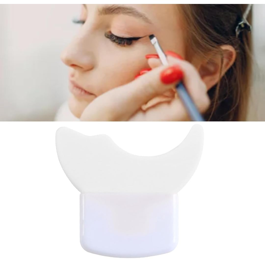 3 in 1 Multifunctional Eyelash Makeup Auxiliary Guard Tool, Applicator Guide Auxiliary Artifact Mascara Eyeliner Eye Shadow Painting Silicone Upper and Lower Bezel Tool (Pack of 1, White)