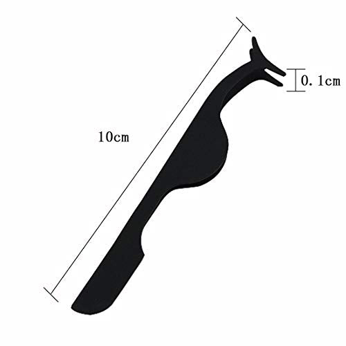 Gugzy® Siempre21 Stainless Steel False Eyelashes Extension Applicator Tool Fish Tail Clip Auxiliary Clip Tweezers Nipper Tool (1, Silver)