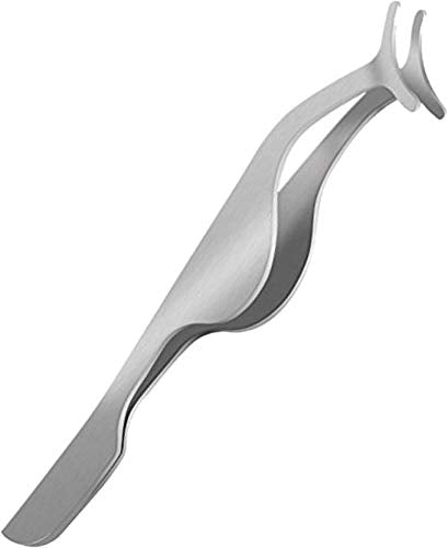 Gugzy® Siempre21 Stainless Steel False Eyelashes Extension Applicator Tool Fish Tail Clip Auxiliary Clip Tweezers Nipper Tool (1, Silver)