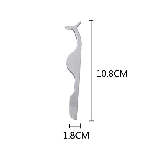 Gugzy® Siempre21 Stainless Steel False Eyelashes Extension Applicator Tool Fish Tail Clip Auxiliary Clip Tweezers Nipper Tool (1, Silver)