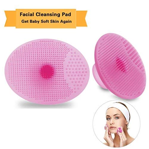 Gugzy® Facial Cleansing Pads, Soft Silicone Face Scrubbers Exfoliators Face Cleansing Tool, Perfect for Massage, Washing Pore Cleanser, Blackhead Removing, Exfoliating and Baby Shower (Pink + Blue)