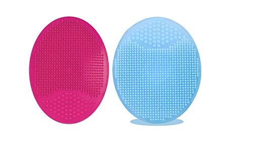 Gugzy® Facial Cleansing Pads, Soft Silicone Face Scrubbers Exfoliators Face Cleansing Tool, Perfect for Massage, Washing Pore Cleanser, Blackhead Removing, Exfoliating and Baby Shower (Pink + Blue)