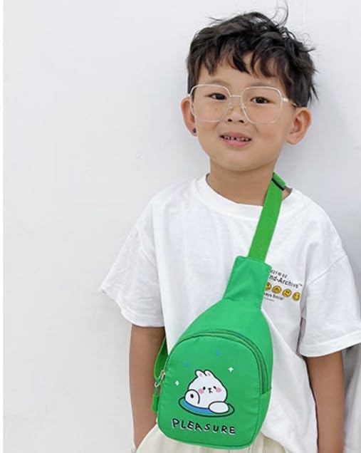 Cartoon Kids Chest Bag with Adjustable Straps - Playful and Practical Toddler Sling Bag (Blue)