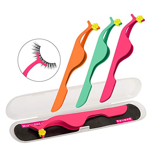 Gugzy® Siempre21 Stainless Steel False Eyelashes Extension Applicator Tool Fish Tail Clip Auxiliary Clip Tweezers Nipper Tool (1, Silver)