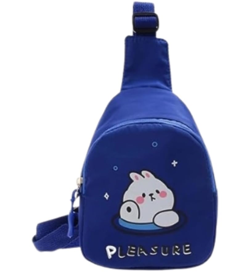 Cartoon Kids Chest Bag with Adjustable Straps - Playful and Practical Toddler Sling Bag (Blue)