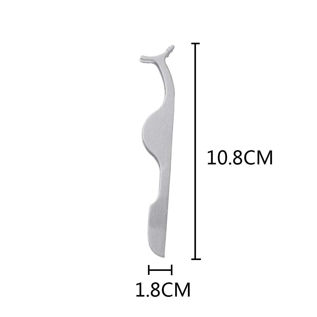 Gugzy® Siempre21 Stainless Steel False Eyelashes Extension Applicator Tool Fish Tail Clip Auxiliary Clip Tweezers Nipper Tool (1, Silver)