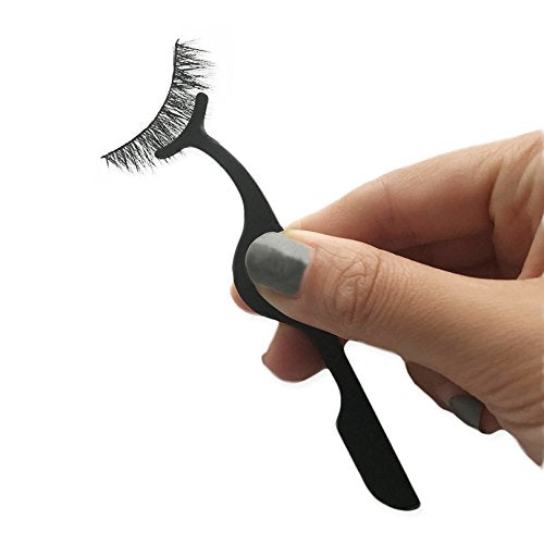 Gugzy® Siempre21 Stainless Steel False Eyelashes Extension Applicator Tool Fish Tail Clip Auxiliary Clip Tweezers Nipper Tool (1, Silver)