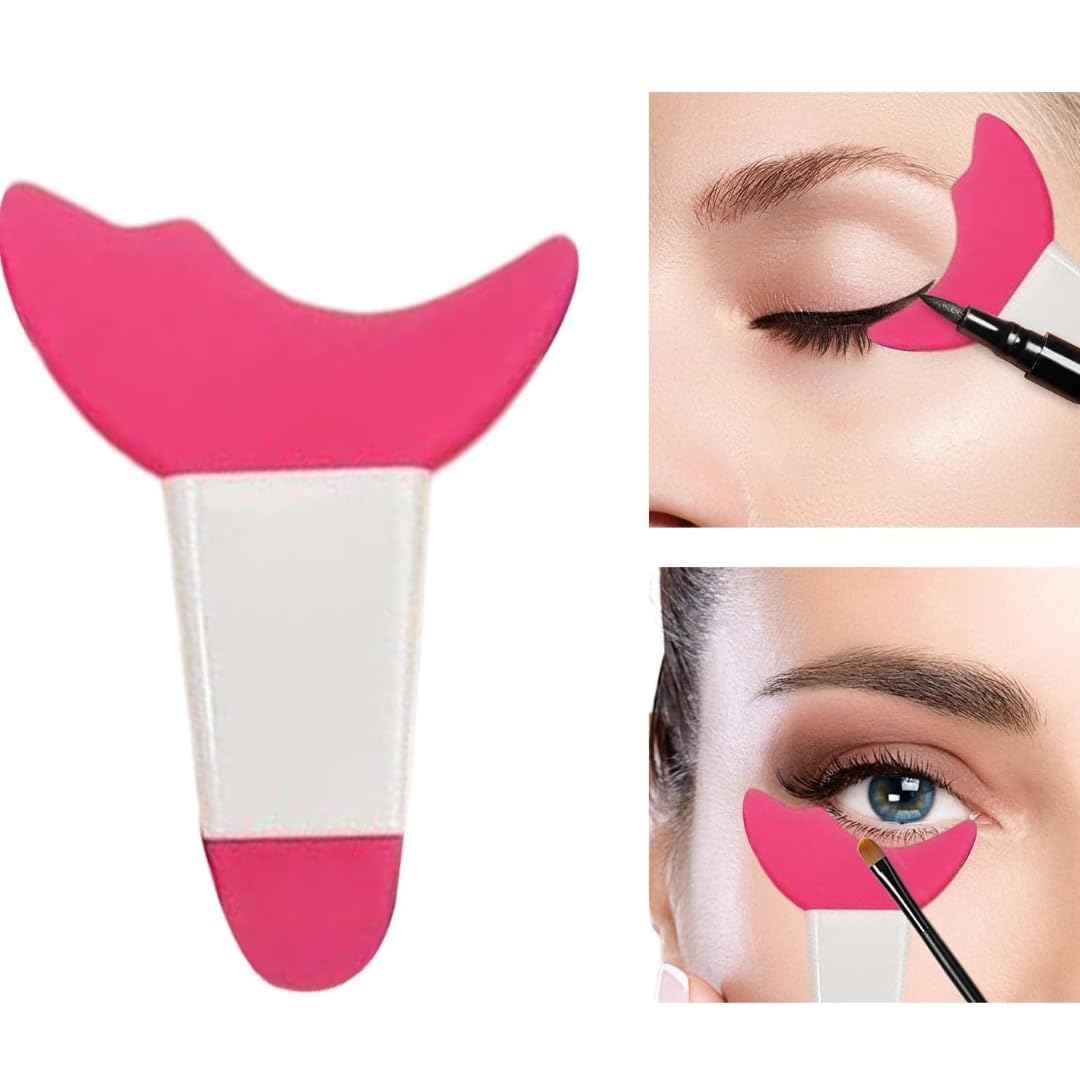 3 in 1 Multifunctional Eyelash Makeup Auxiliary Guard Tool, Applicator Guide Auxiliary Artifact Mascara Eyeliner Eye Shadow Painting Silicone Upper and Lower Bezel Tool (Pack of 1, White)