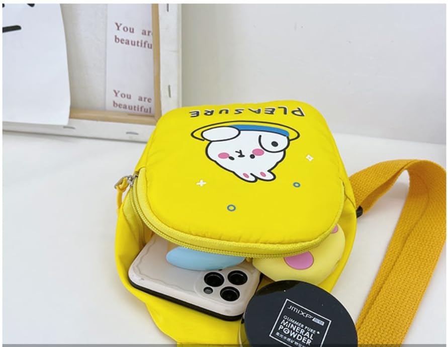 Cartoon Kids Chest Bag with Adjustable Straps - Playful and Practical Toddler Sling Bag (Blue)