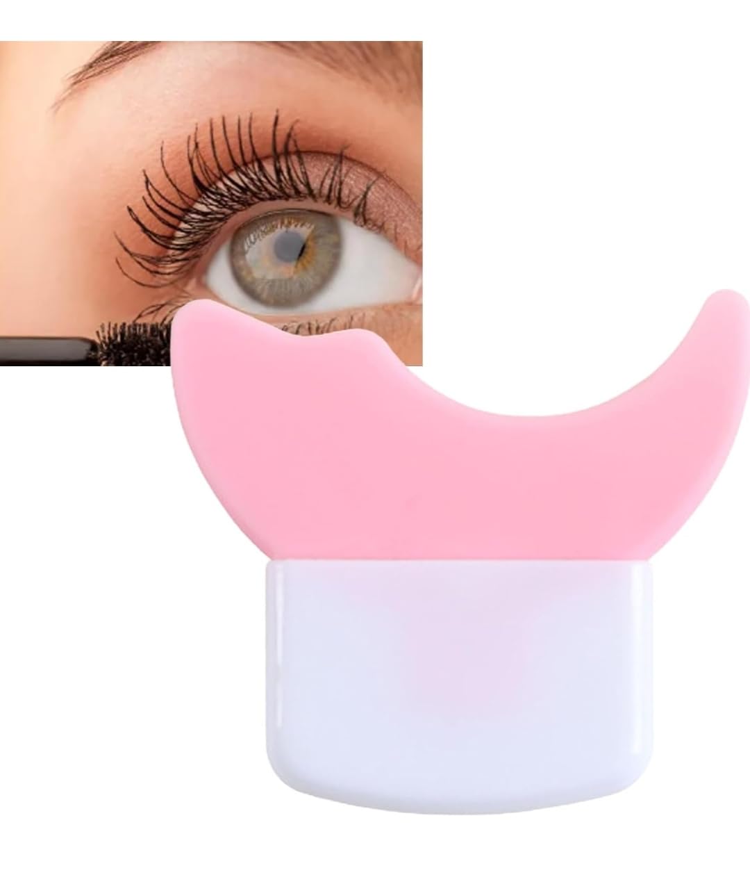 3 in 1 Multifunctional Eyelash Makeup Auxiliary Guard Tool, Applicator Guide Auxiliary Artifact Mascara Eyeliner Eye Shadow Painting Silicone Upper and Lower Bezel Tool (Pack of 1, White)