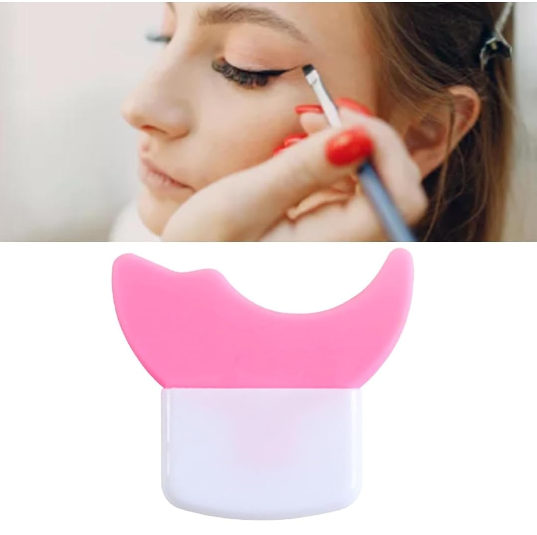 3 in 1 Multifunctional Eyelash Makeup Auxiliary Guard Tool, Applicator Guide Auxiliary Artifact Mascara Eyeliner Eye Shadow Painting Silicone Upper and Lower Bezel Tool (Pack of 1, White)