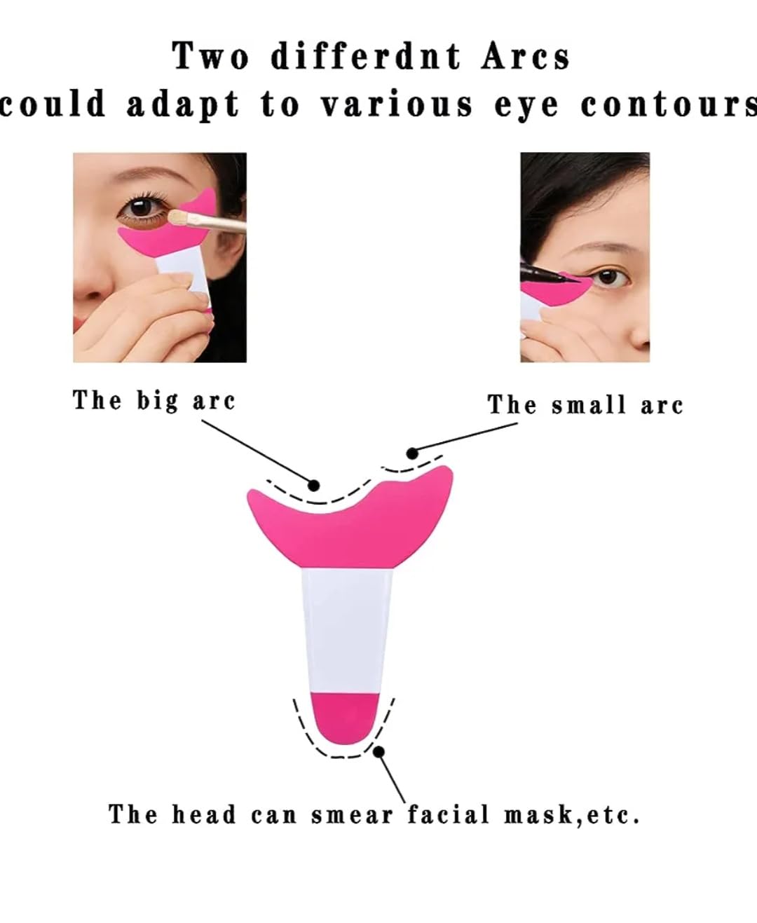 3 in 1 Multifunctional Eyelash Makeup Auxiliary Guard Tool, Applicator Guide Auxiliary Artifact Mascara Eyeliner Eye Shadow Painting Silicone Upper and Lower Bezel Tool (Pack of 1, White)