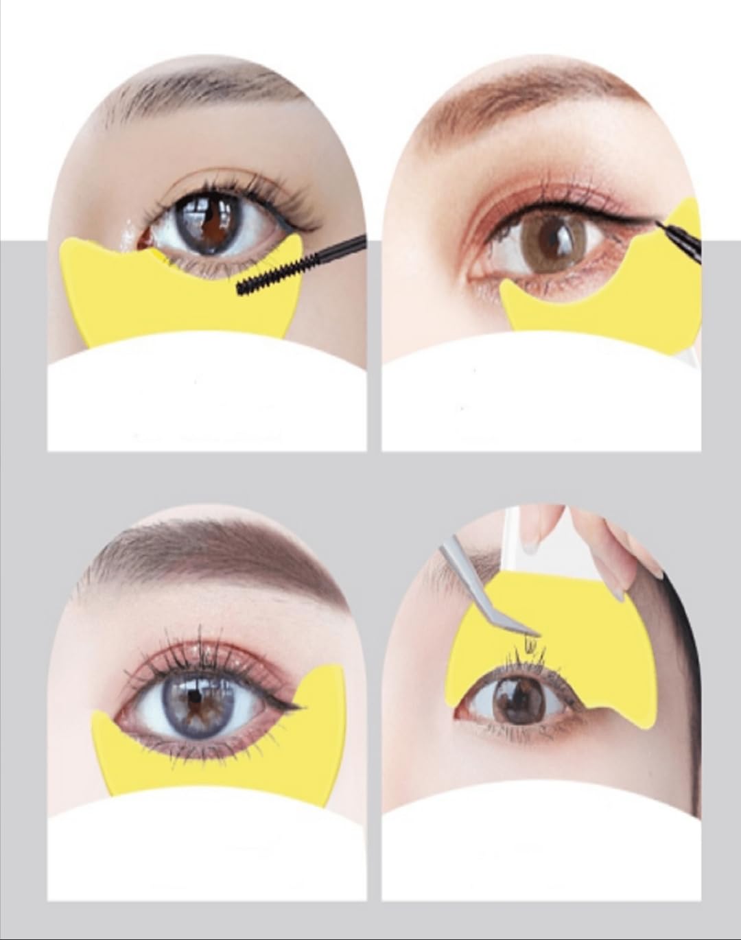 3 in 1 Multifunctional Eyelash Makeup Auxiliary Guard Tool, Applicator Guide Auxiliary Artifact Mascara Eyeliner Eye Shadow Painting Silicone Upper and Lower Bezel Tool (Pack of 1, White)