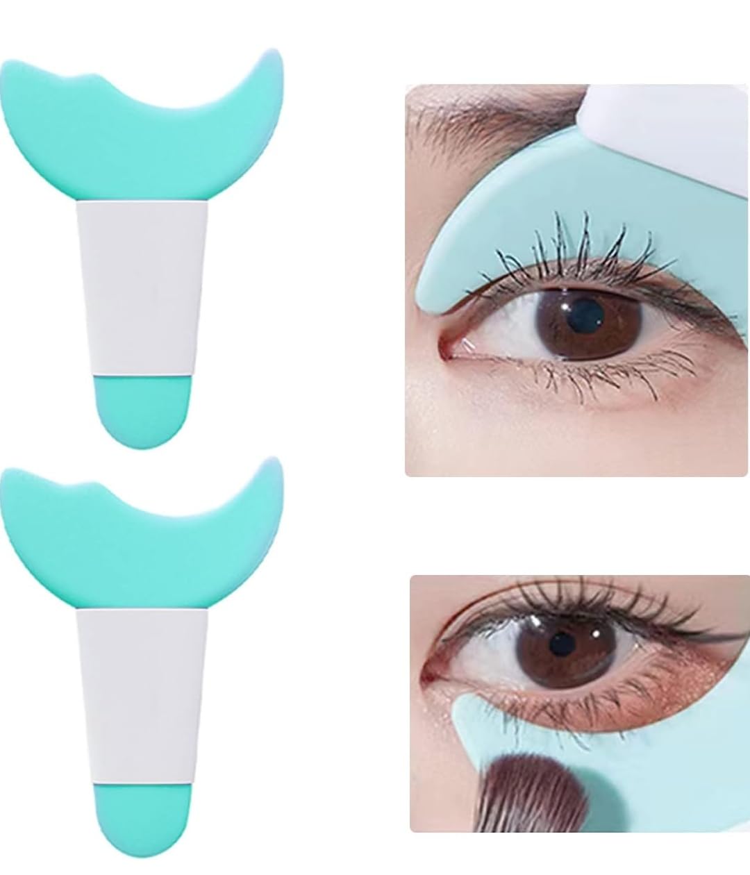 3 in 1 Multifunctional Eyelash Makeup Auxiliary Guard Tool, Applicator Guide Auxiliary Artifact Mascara Eyeliner Eye Shadow Painting Silicone Upper and Lower Bezel Tool (Pack of 1, White)