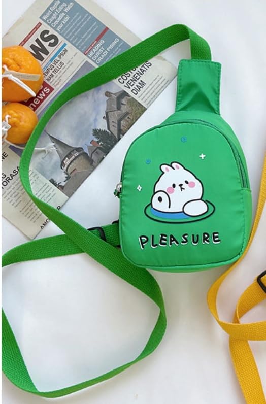 Cartoon Kids Chest Bag with Adjustable Straps - Playful and Practical Toddler Sling Bag (Blue)