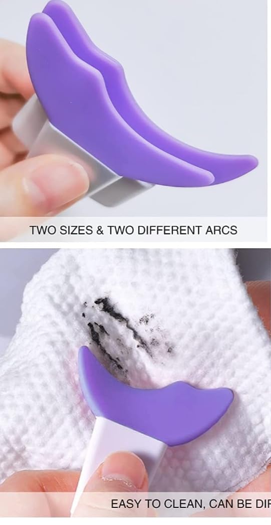 3 in 1 Multifunctional Eyelash Makeup Auxiliary Guard Tool, Applicator Guide Auxiliary Artifact Mascara Eyeliner Eye Shadow Painting Silicone Upper and Lower Bezel Tool (Pack of 1, White)