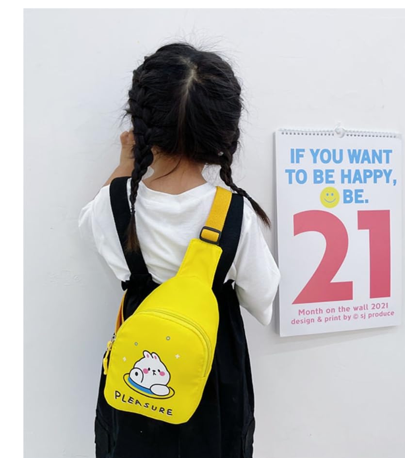 Cartoon Kids Chest Bag with Adjustable Straps - Playful and Practical Toddler Sling Bag (Blue)