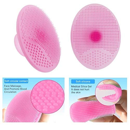 Gugzy® Facial Cleansing Pads, Soft Silicone Face Scrubbers Exfoliators Face Cleansing Tool, Perfect for Massage, Washing Pore Cleanser, Blackhead Removing, Exfoliating and Baby Shower (Pink + Blue)