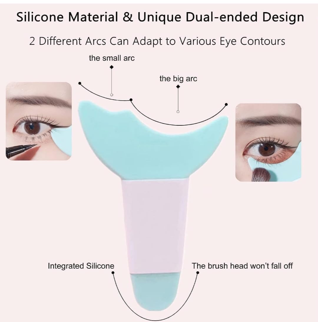 3 in 1 Multifunctional Eyelash Makeup Auxiliary Guard Tool, Applicator Guide Auxiliary Artifact Mascara Eyeliner Eye Shadow Painting Silicone Upper and Lower Bezel Tool (Pack of 1, White)