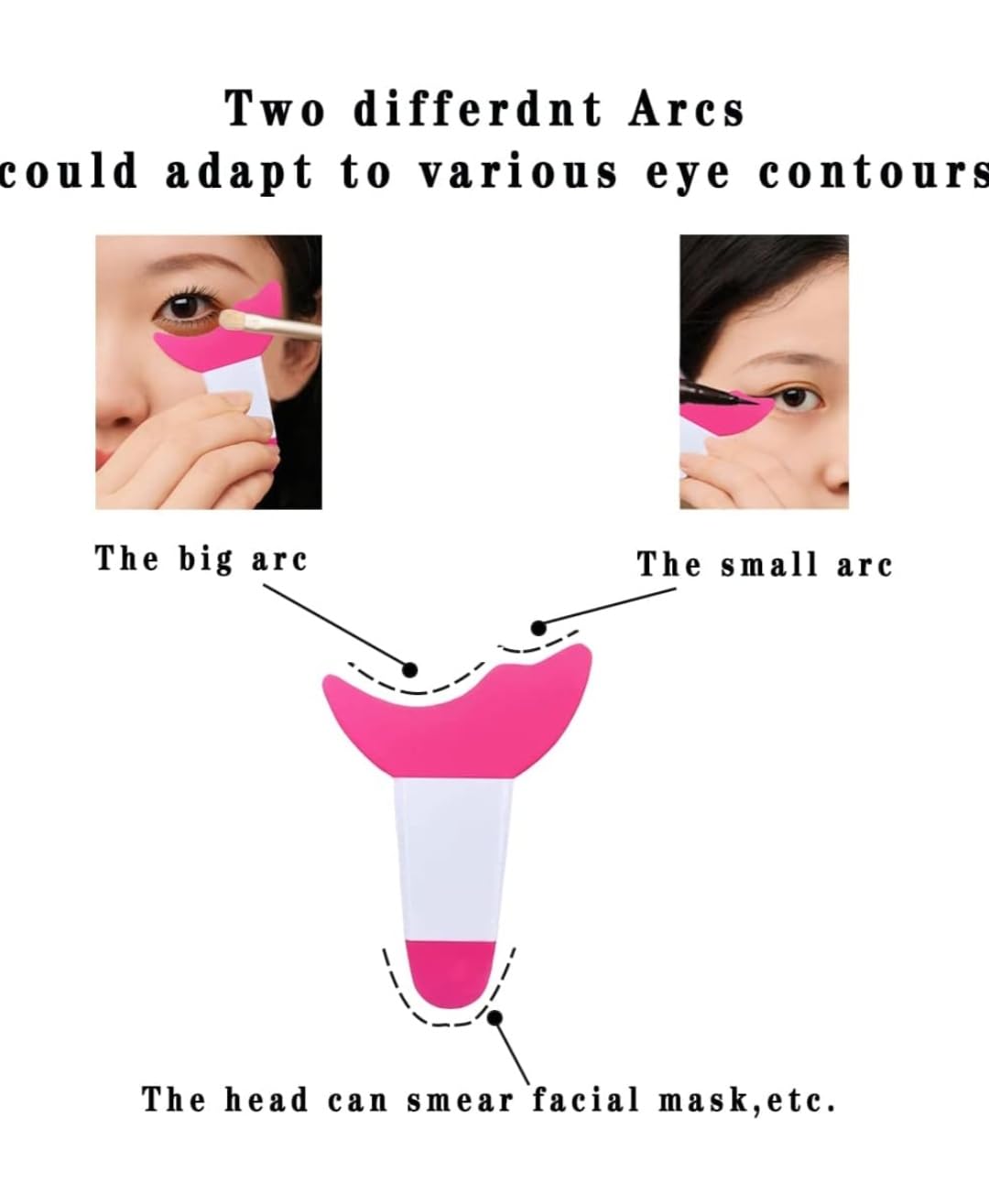 3 in 1 Multifunctional Eyelash Makeup Auxiliary Guard Tool, Applicator Guide Auxiliary Artifact Mascara Eyeliner Eye Shadow Painting Silicone Upper and Lower Bezel Tool (Pack of 1, White)