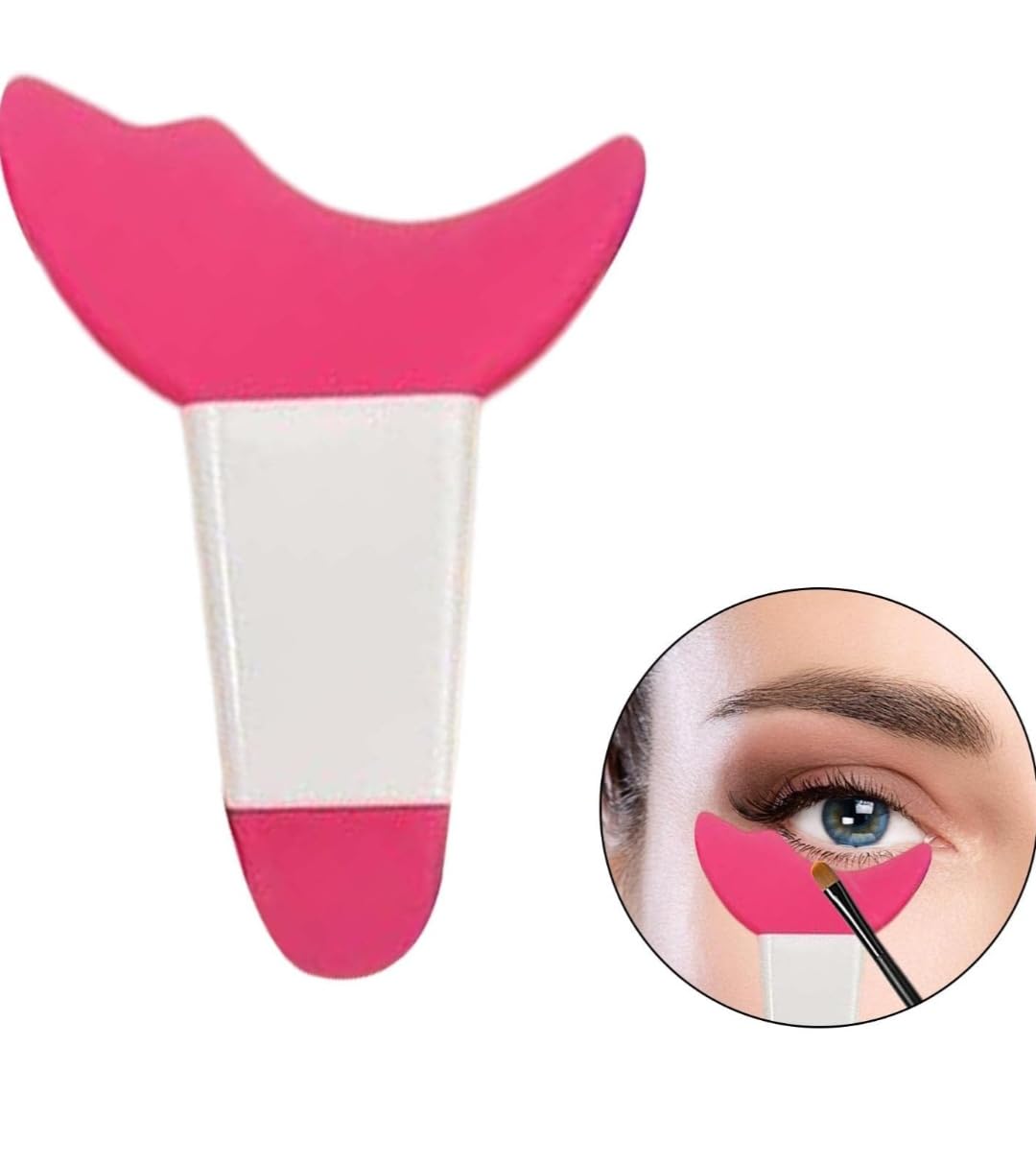 3 in 1 Multifunctional Eyelash Makeup Auxiliary Guard Tool, Applicator Guide Auxiliary Artifact Mascara Eyeliner Eye Shadow Painting Silicone Upper and Lower Bezel Tool (Pack of 1, White)
