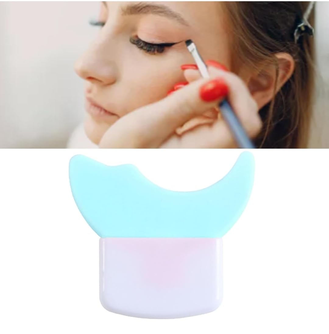 3 in 1 Multifunctional Eyelash Makeup Auxiliary Guard Tool, Applicator Guide Auxiliary Artifact Mascara Eyeliner Eye Shadow Painting Silicone Upper and Lower Bezel Tool (Pack of 1, White)