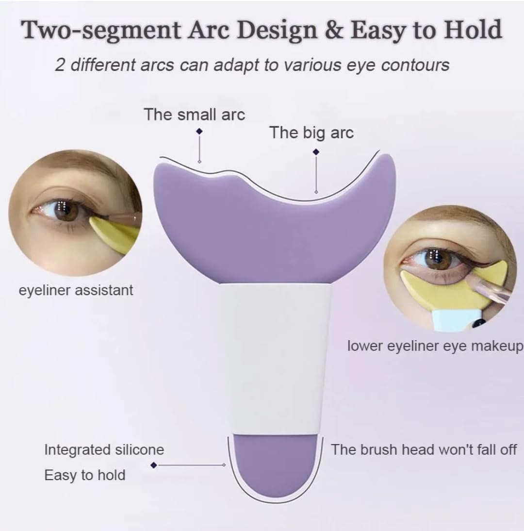 3 in 1 Multifunctional Eyelash Makeup Auxiliary Guard Tool, Applicator Guide Auxiliary Artifact Mascara Eyeliner Eye Shadow Painting Silicone Upper and Lower Bezel Tool (Pack of 1, White)