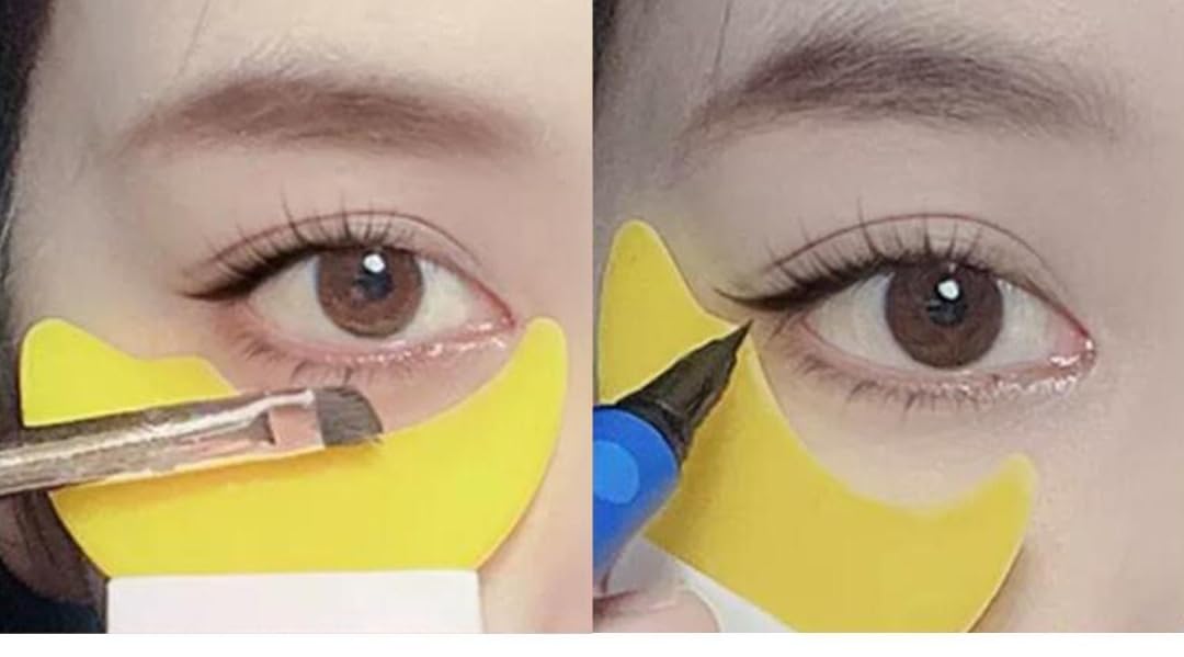 3 in 1 Multifunctional Eyelash Makeup Auxiliary Guard Tool, Applicator Guide Auxiliary Artifact Mascara Eyeliner Eye Shadow Painting Silicone Upper and Lower Bezel Tool (Pack of 1, White)