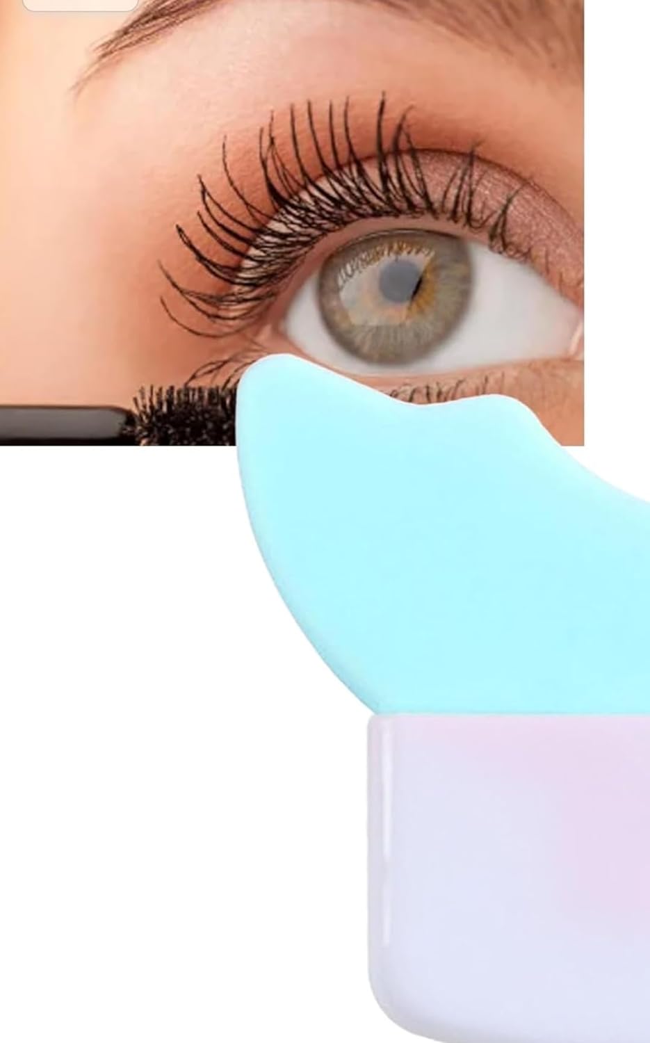 3 in 1 Multifunctional Eyelash Makeup Auxiliary Guard Tool, Applicator Guide Auxiliary Artifact Mascara Eyeliner Eye Shadow Painting Silicone Upper and Lower Bezel Tool (Pack of 1, White)