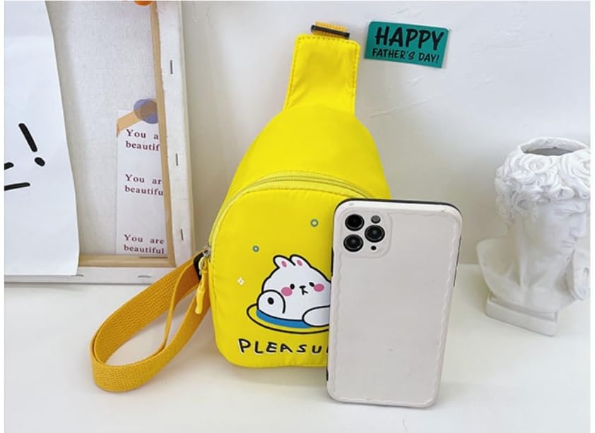 Cartoon Kids Chest Bag with Adjustable Straps - Playful and Practical Toddler Sling Bag (Blue)