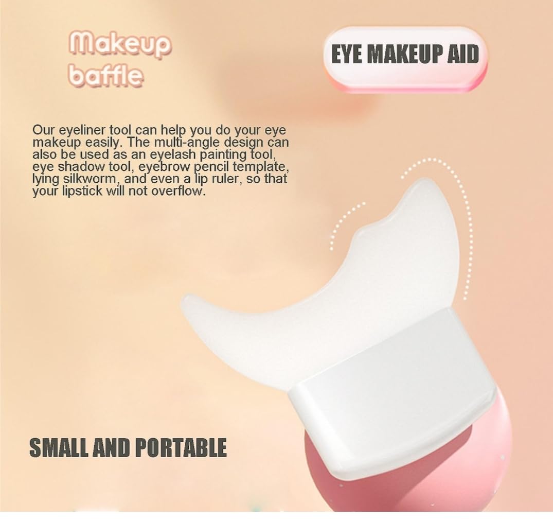 3 in 1 Multifunctional Eyelash Makeup Auxiliary Guard Tool, Applicator Guide Auxiliary Artifact Mascara Eyeliner Eye Shadow Painting Silicone Upper and Lower Bezel Tool (Pack of 1, White)
