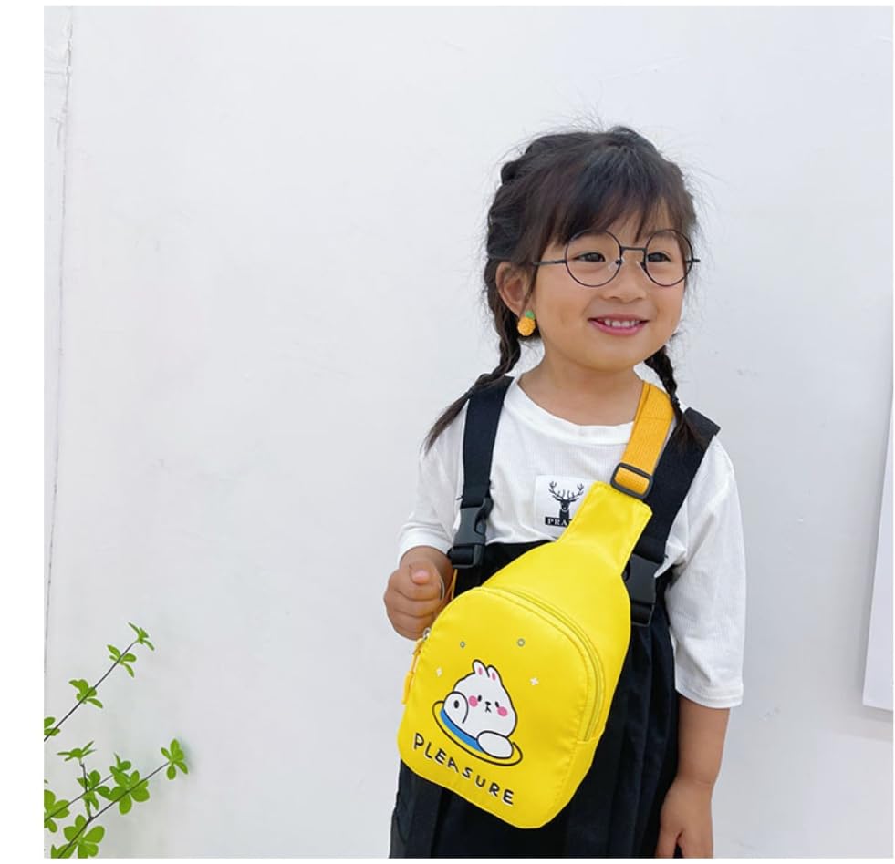Cartoon Kids Chest Bag with Adjustable Straps - Playful and Practical Toddler Sling Bag (Blue)