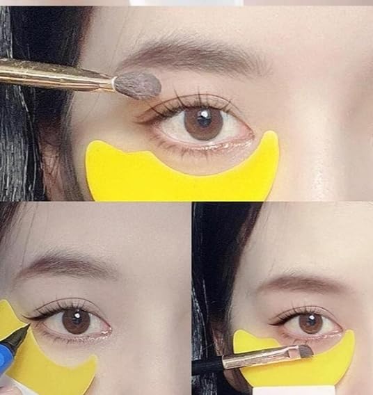 3 in 1 Multifunctional Eyelash Makeup Auxiliary Guard Tool, Applicator Guide Auxiliary Artifact Mascara Eyeliner Eye Shadow Painting Silicone Upper and Lower Bezel Tool (Pack of 1, White)