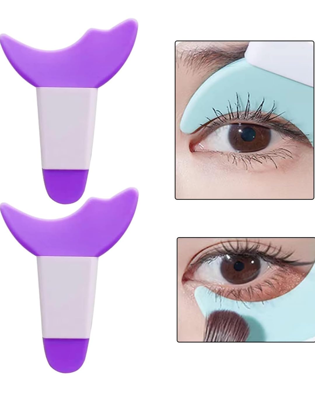 3 in 1 Multifunctional Eyelash Makeup Auxiliary Guard Tool, Applicator Guide Auxiliary Artifact Mascara Eyeliner Eye Shadow Painting Silicone Upper and Lower Bezel Tool (Pack of 1, White)