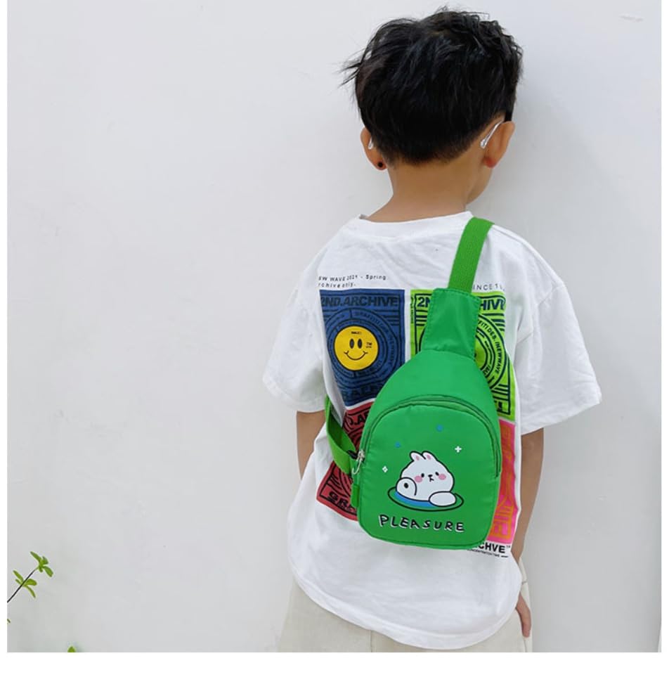 Cartoon Kids Chest Bag with Adjustable Straps - Playful and Practical Toddler Sling Bag (Blue)